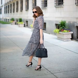 WhoWhatWear Printed Chiffon Midi Dress